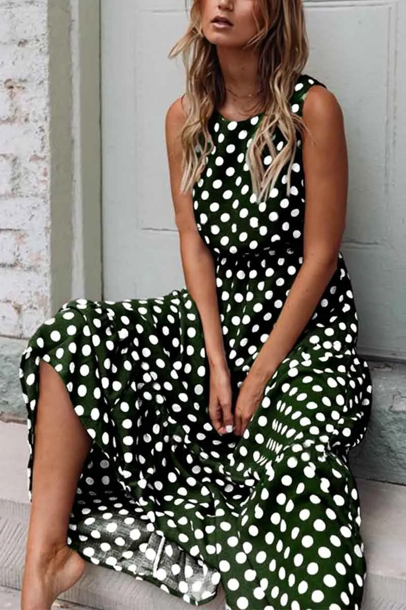 Dunnmall Polka Dot Round Neck Dress (5 Colors)