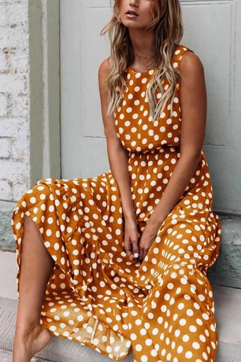 Dunnmall Polka Dot Round Neck Dress (5 Colors)