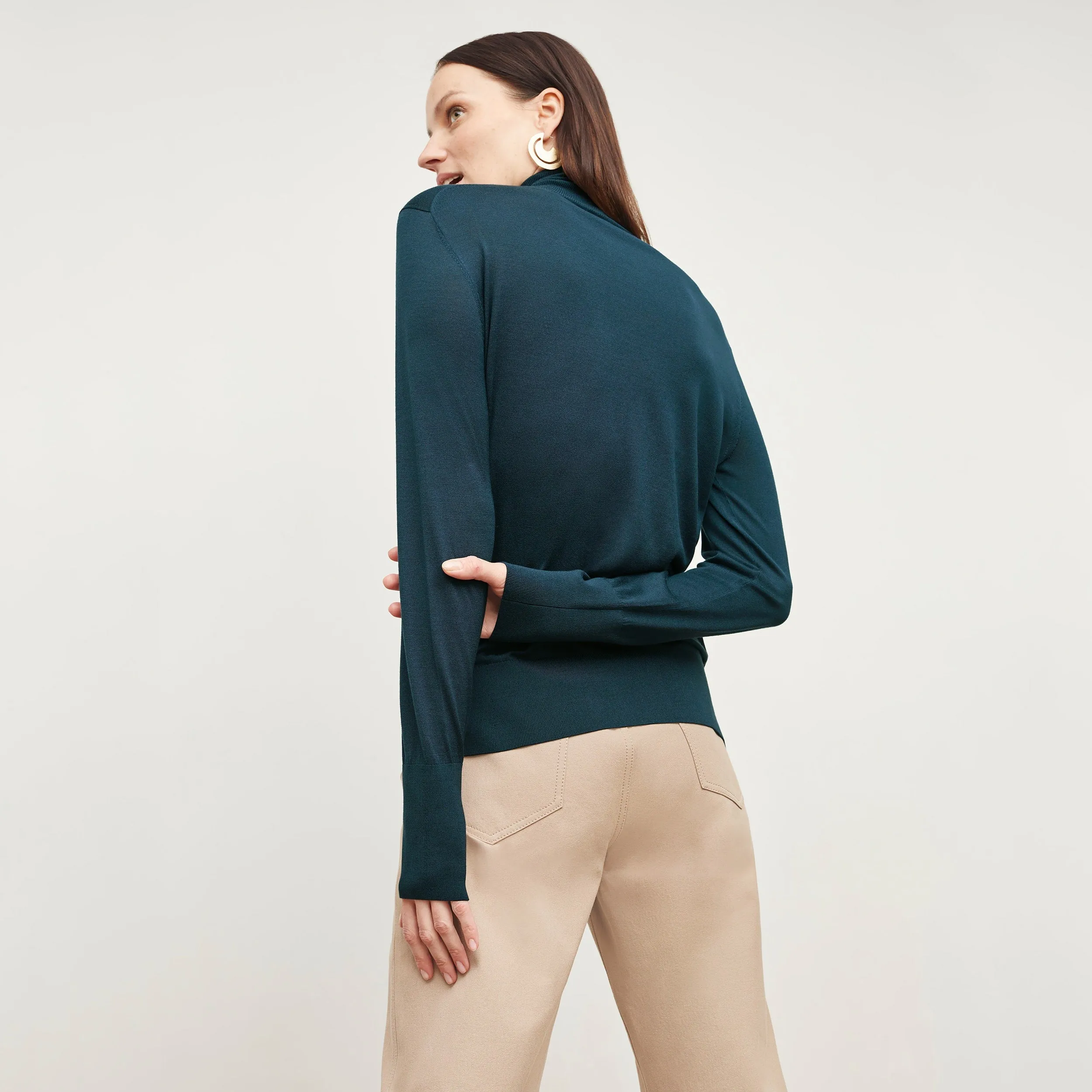 Elizabeth Turtleneck - Silk Jersey :: Deep Sea