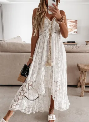 Enchanting Seaside Breeze Embroidered Maxi Dress