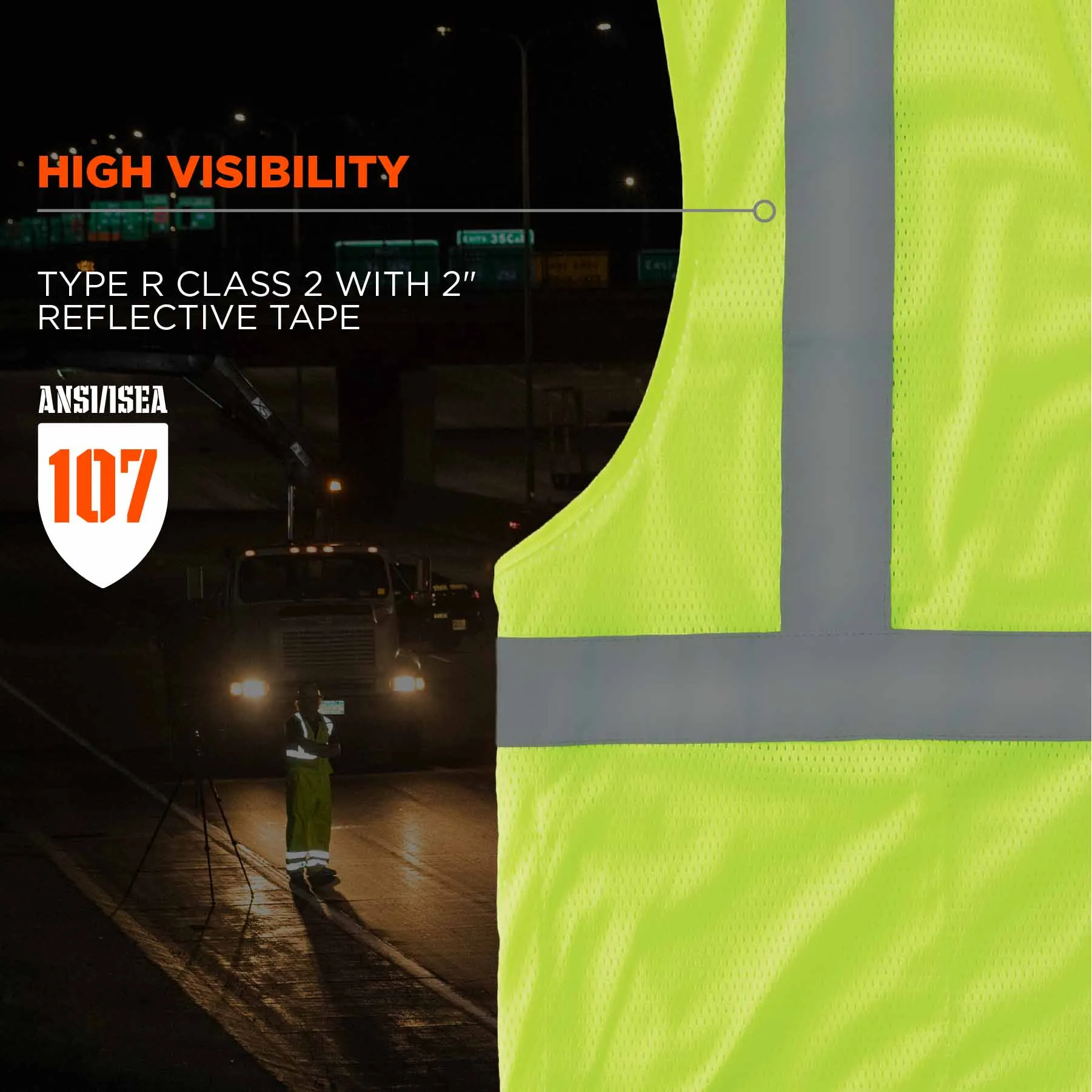 Ergodyne 24523 8210HL-S M Lime Class 2 Economy Mesh Vest - Single Size