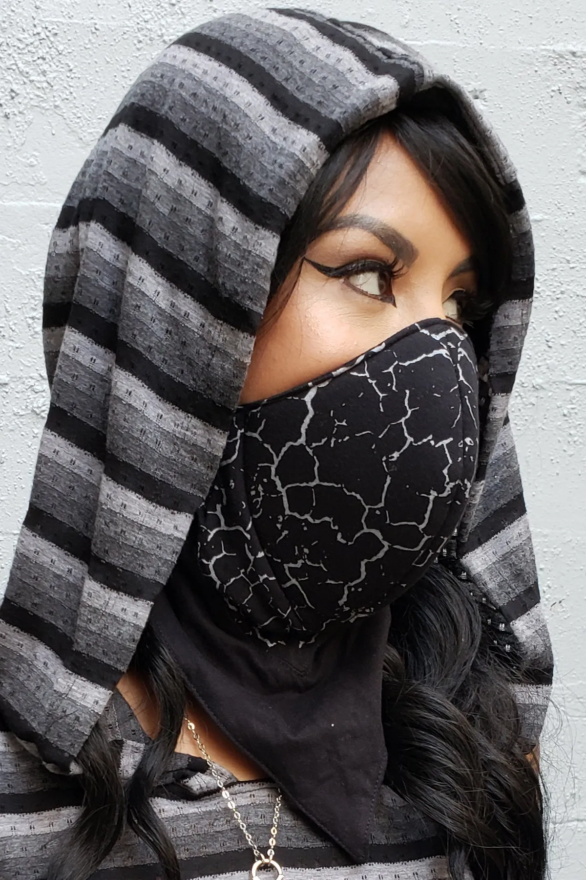 Five and Diamond Winter Velcro Dust Mask - Playa Print with scarf