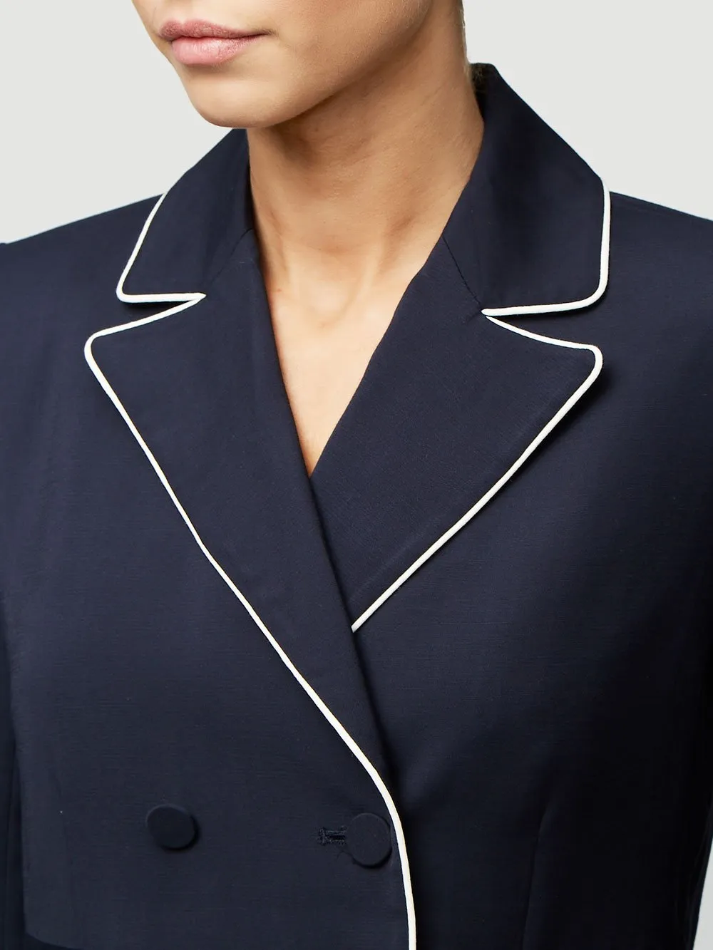 Frame - Double Breasted Piped Jacket in Navy