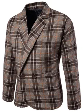 Fun One Button Wool Blend Plaid Blazer