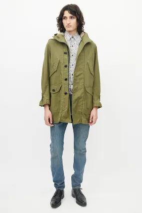 Green Cargo Faux Shearling Hooded Parka