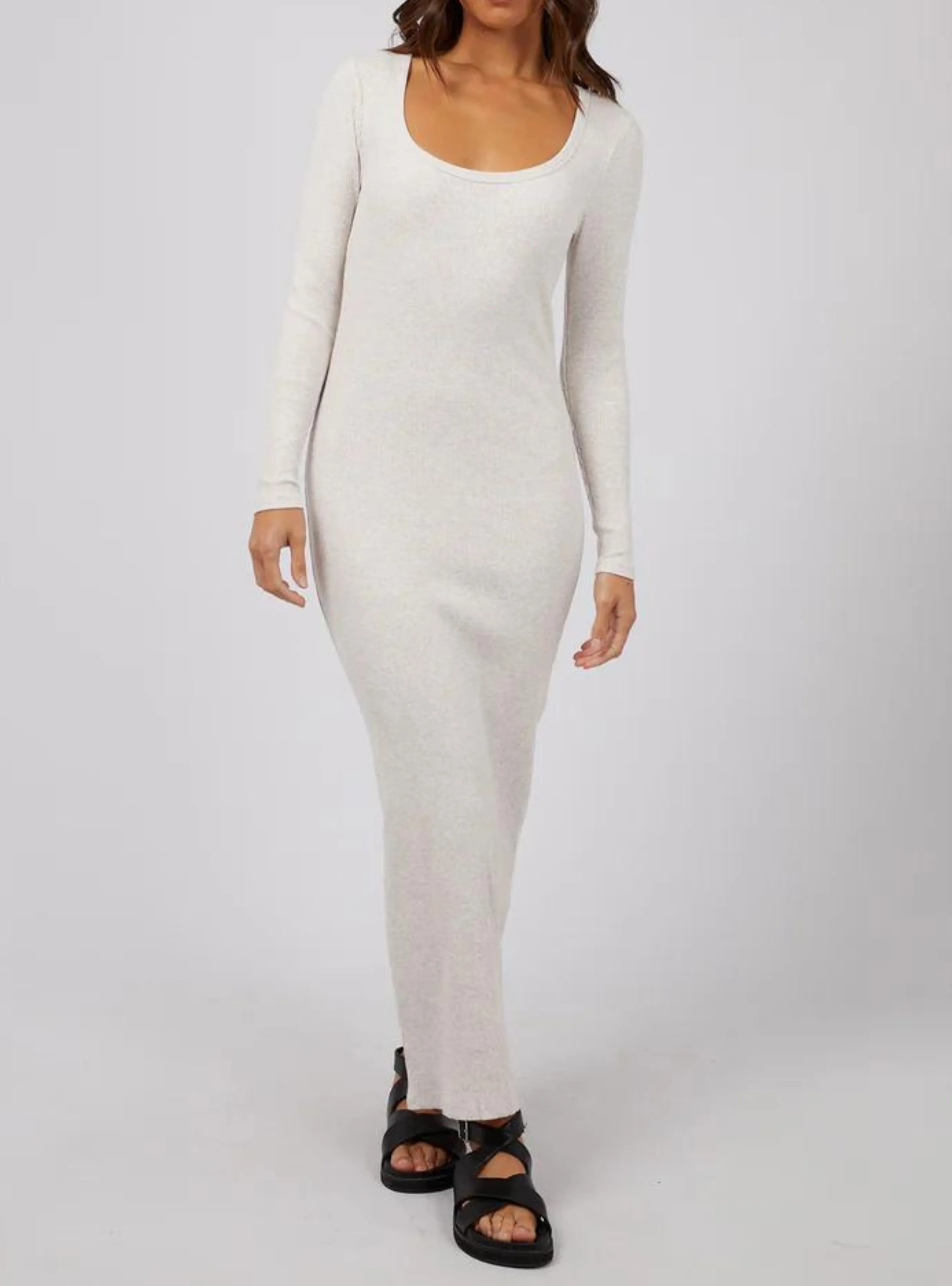 HAZEL L/S MAXI DRESS - Oatmeal