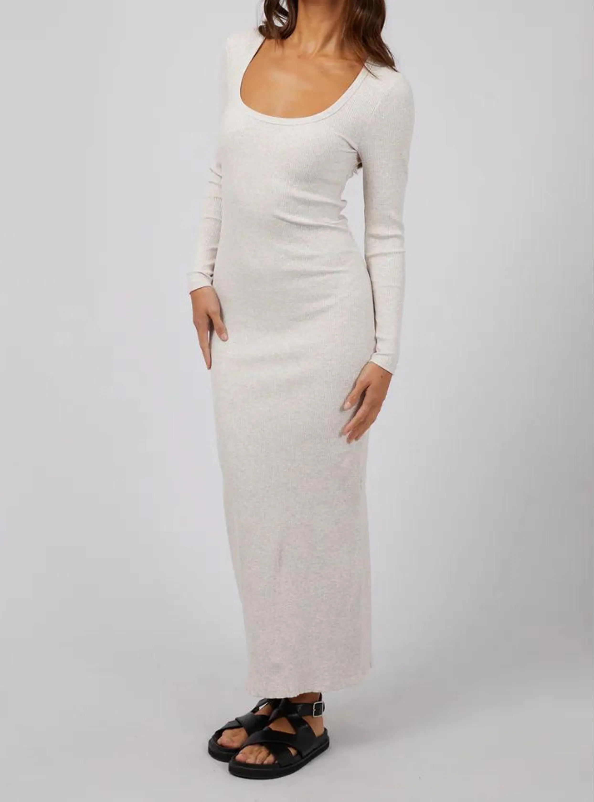 HAZEL L/S MAXI DRESS - Oatmeal