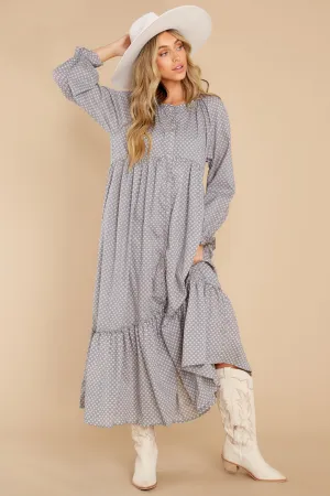 Higher Ground Grey Floral Print Maxi Dress