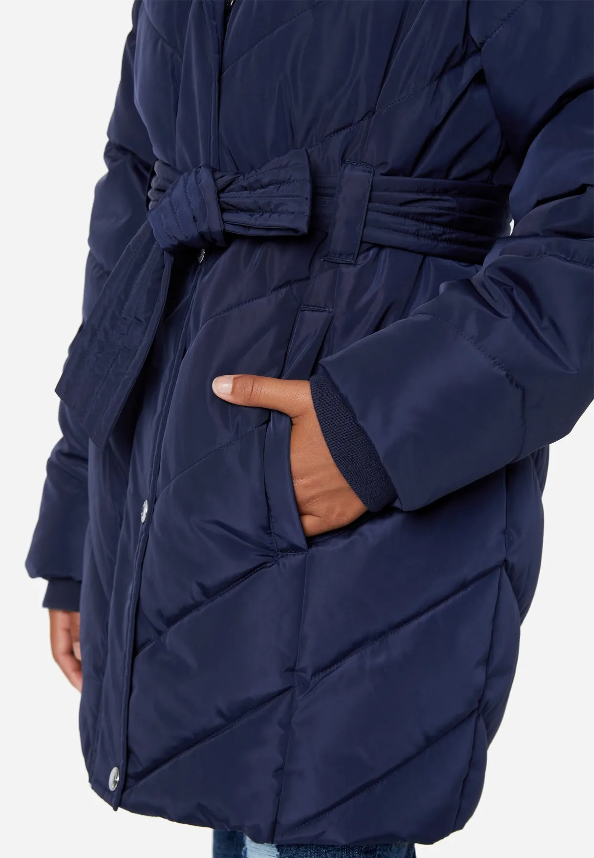 Hooded Belted Parka Coat