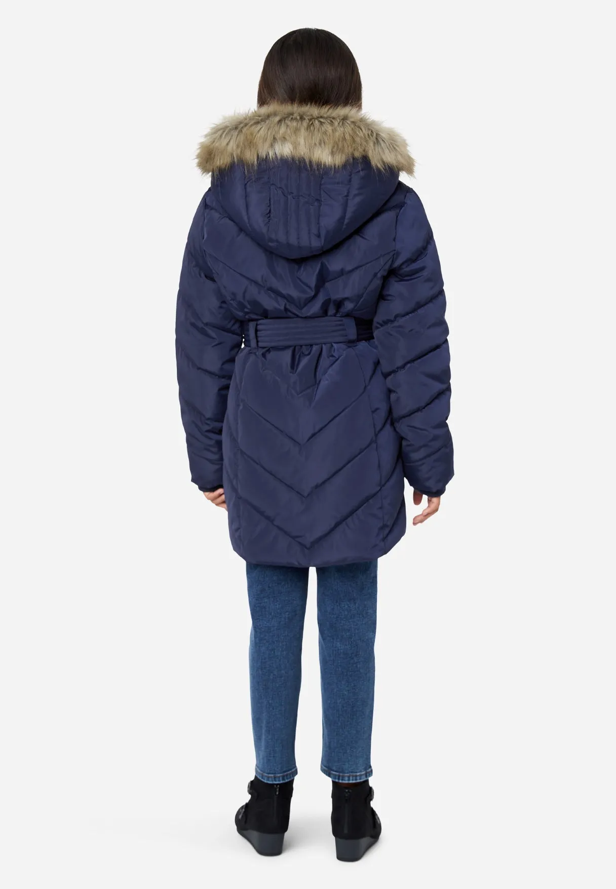 Hooded Belted Parka Coat