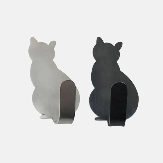 Hooks Cat Pattern Storage Holder Hanger Stick on Wall Clothes