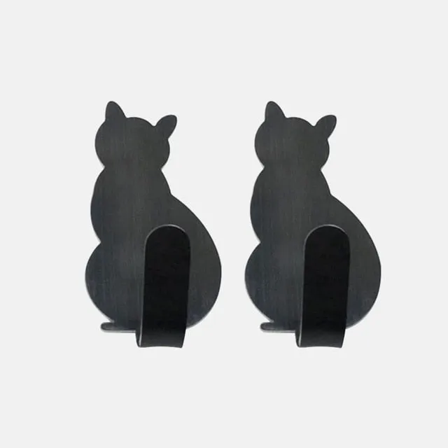 Hooks Cat Pattern Storage Holder Hanger Stick on Wall Clothes