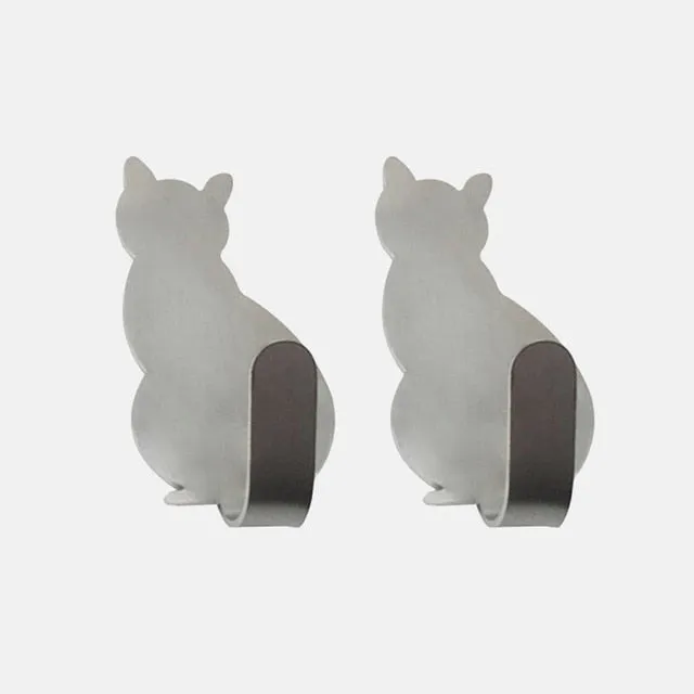 Hooks Cat Pattern Storage Holder Hanger Stick on Wall Clothes