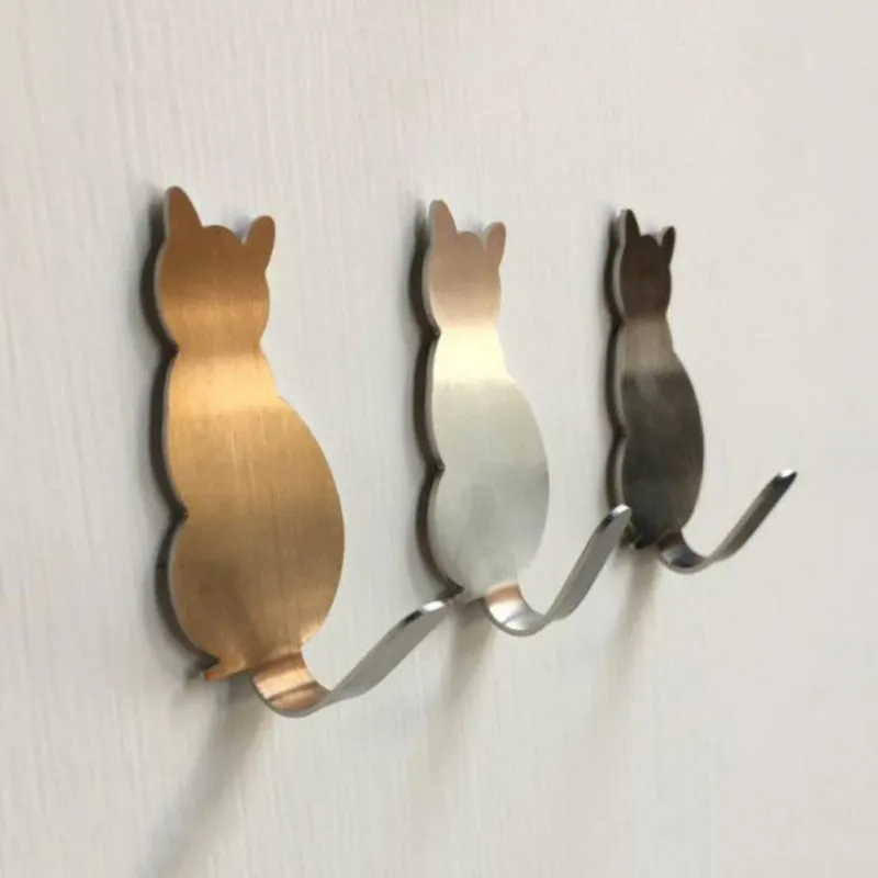 Hooks Cat Pattern Storage Holder Hanger Stick on Wall Clothes