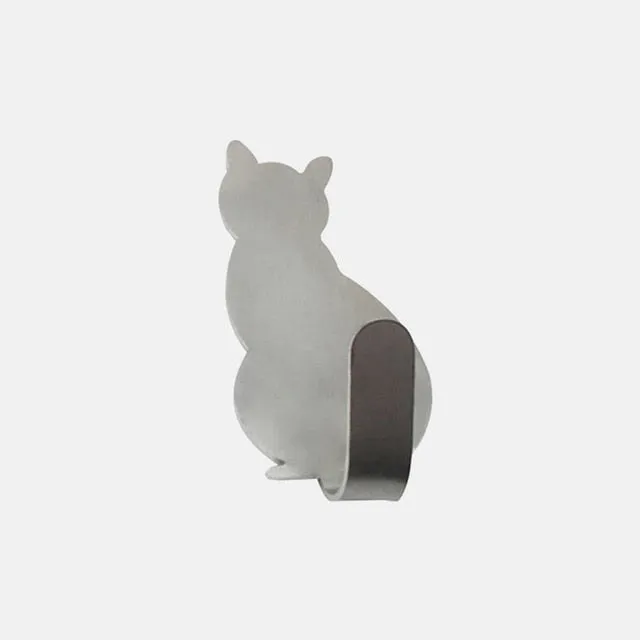 Hooks Cat Pattern Storage Holder Hanger Stick on Wall Clothes