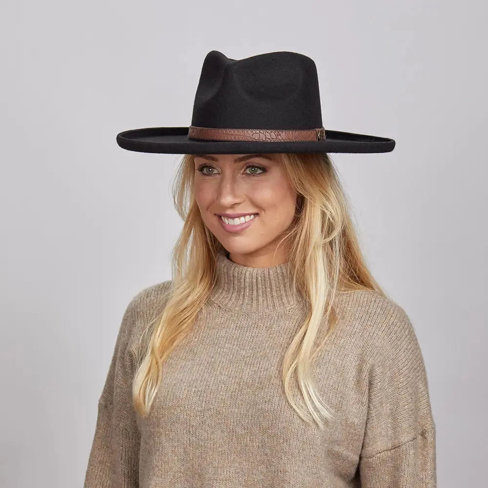 Hudson | Womens Pencil Rim Felt Fedora Hat