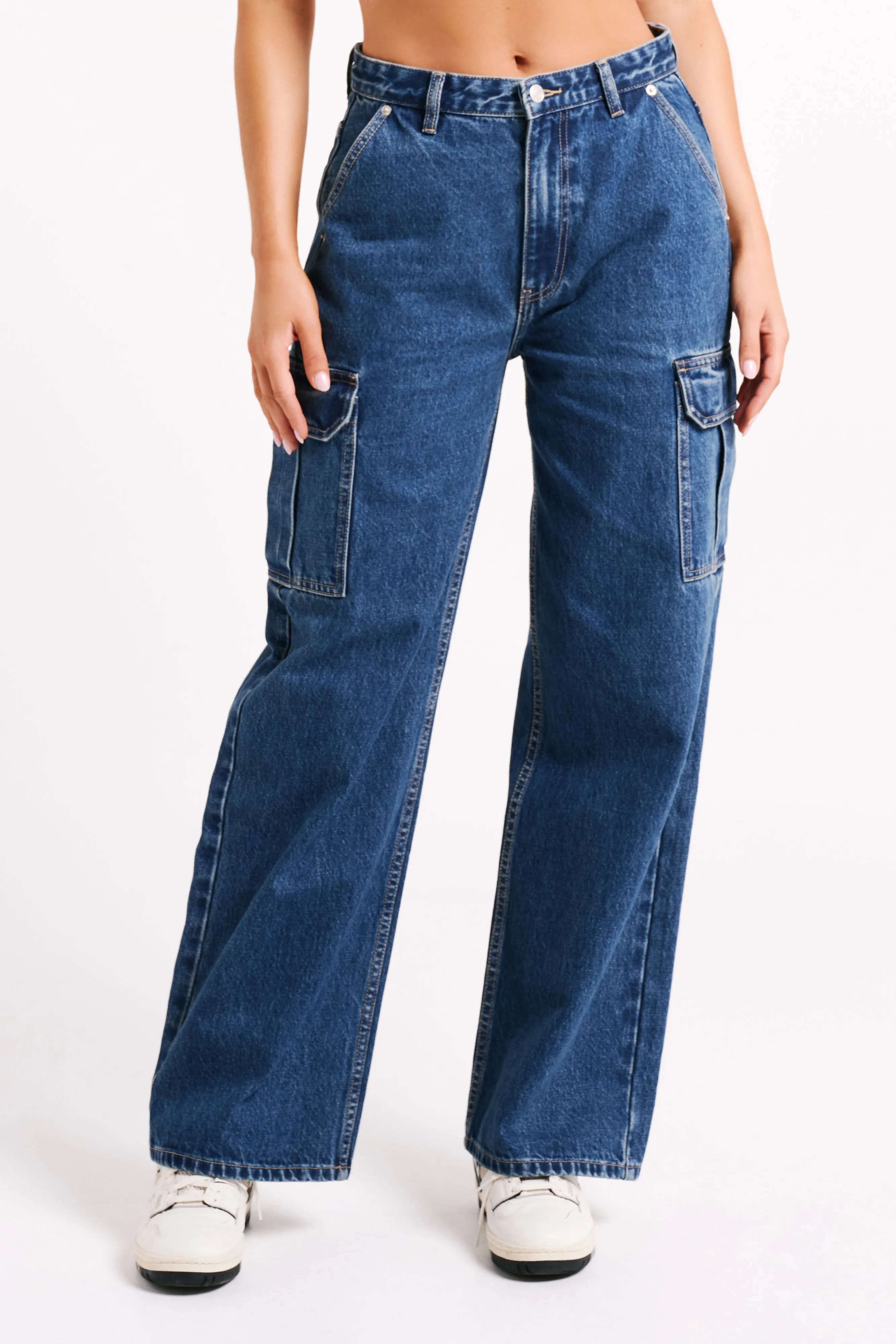 Jagger Mid Rise Oversized Denim Jean - Dark Blue