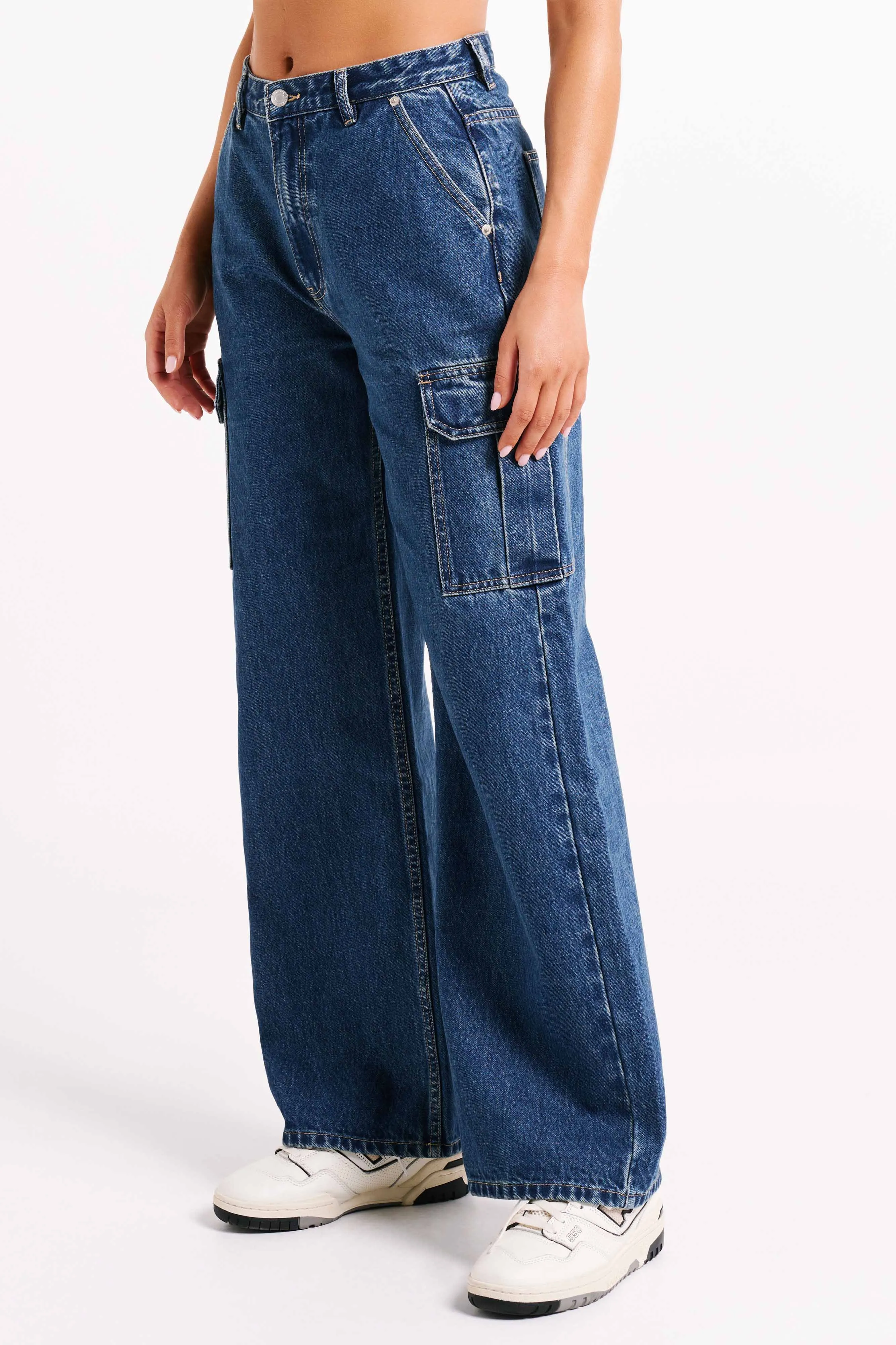 Jagger Mid Rise Oversized Denim Jean - Dark Blue