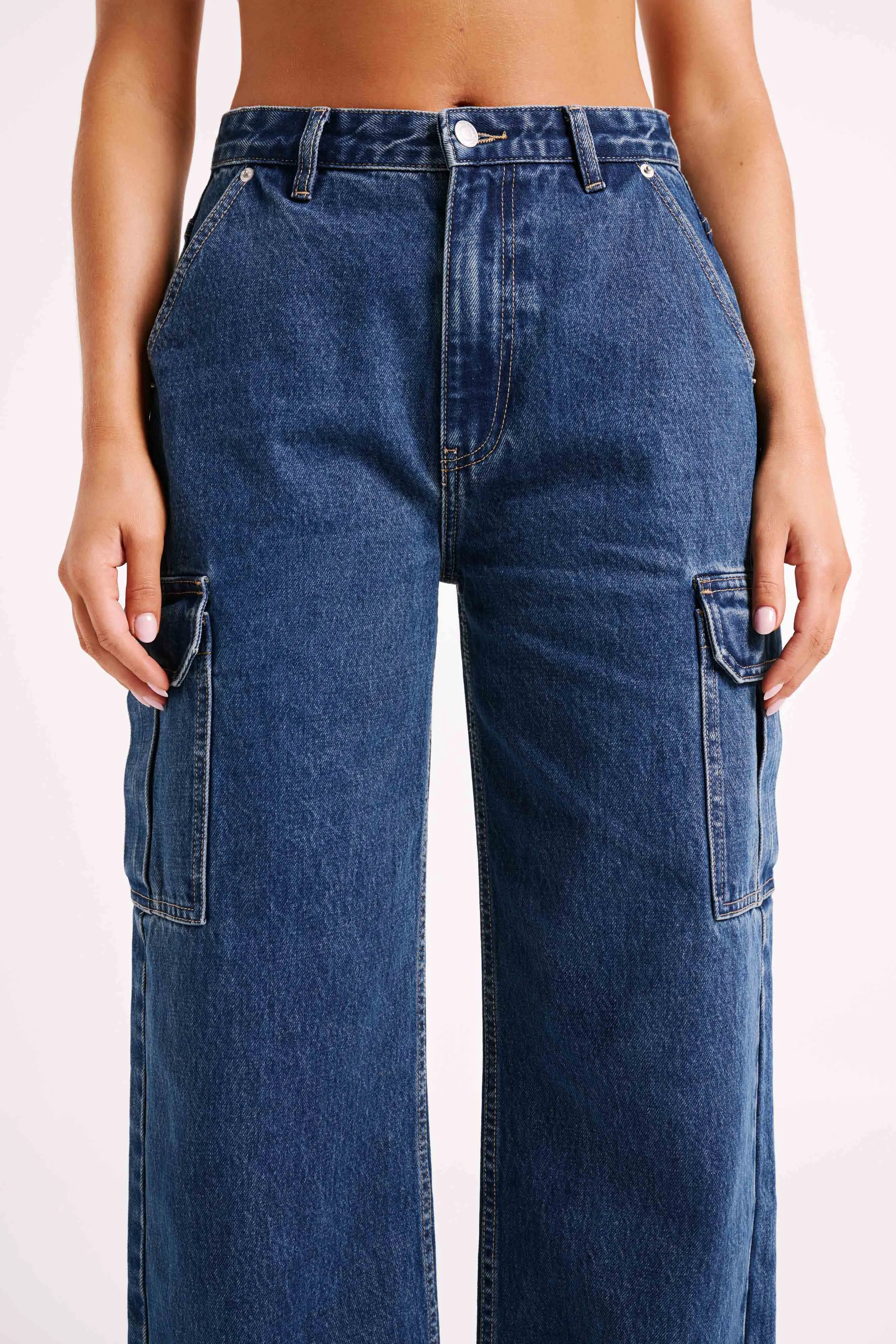 Jagger Mid Rise Oversized Denim Jean - Dark Blue