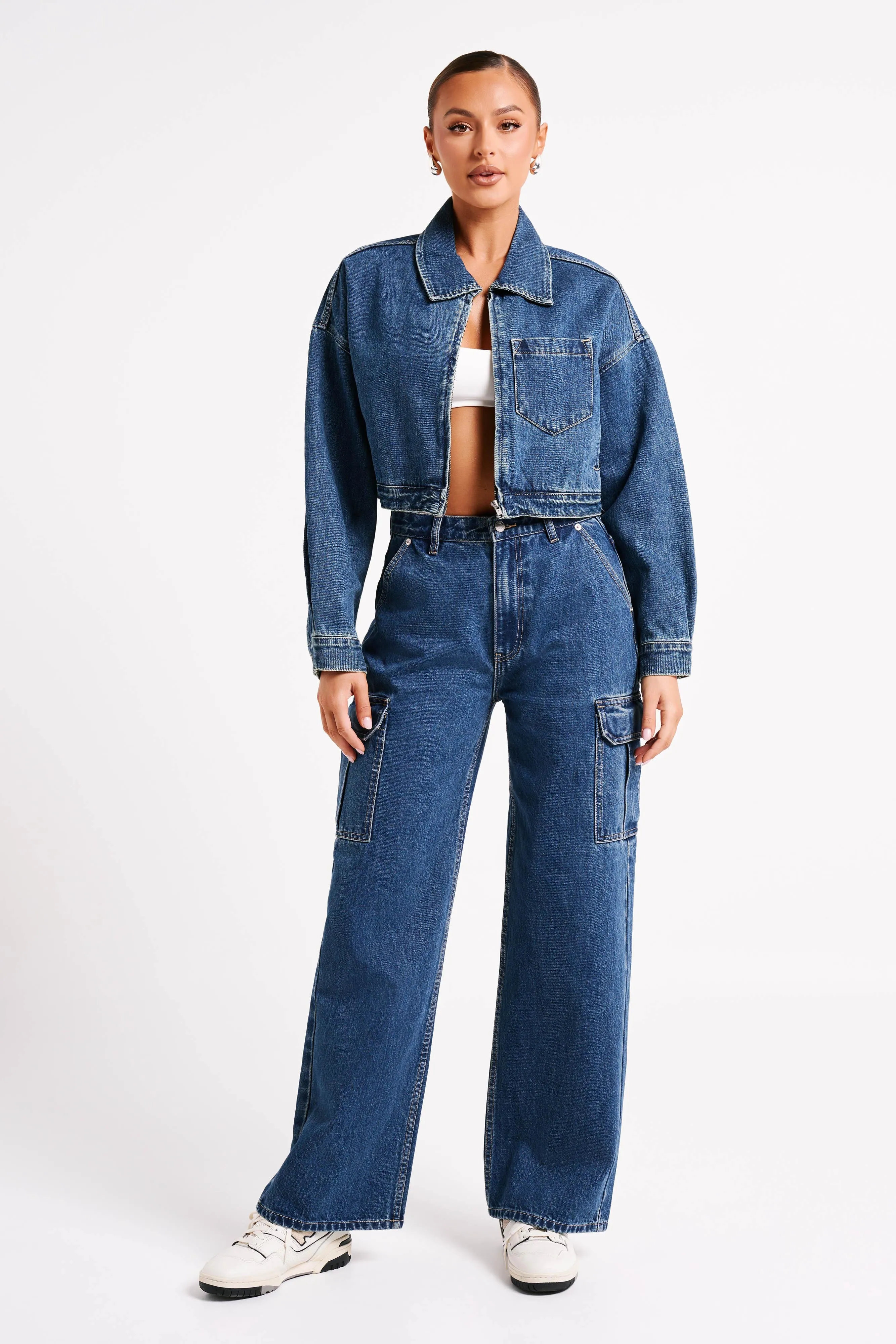 Jagger Mid Rise Oversized Denim Jean - Dark Blue