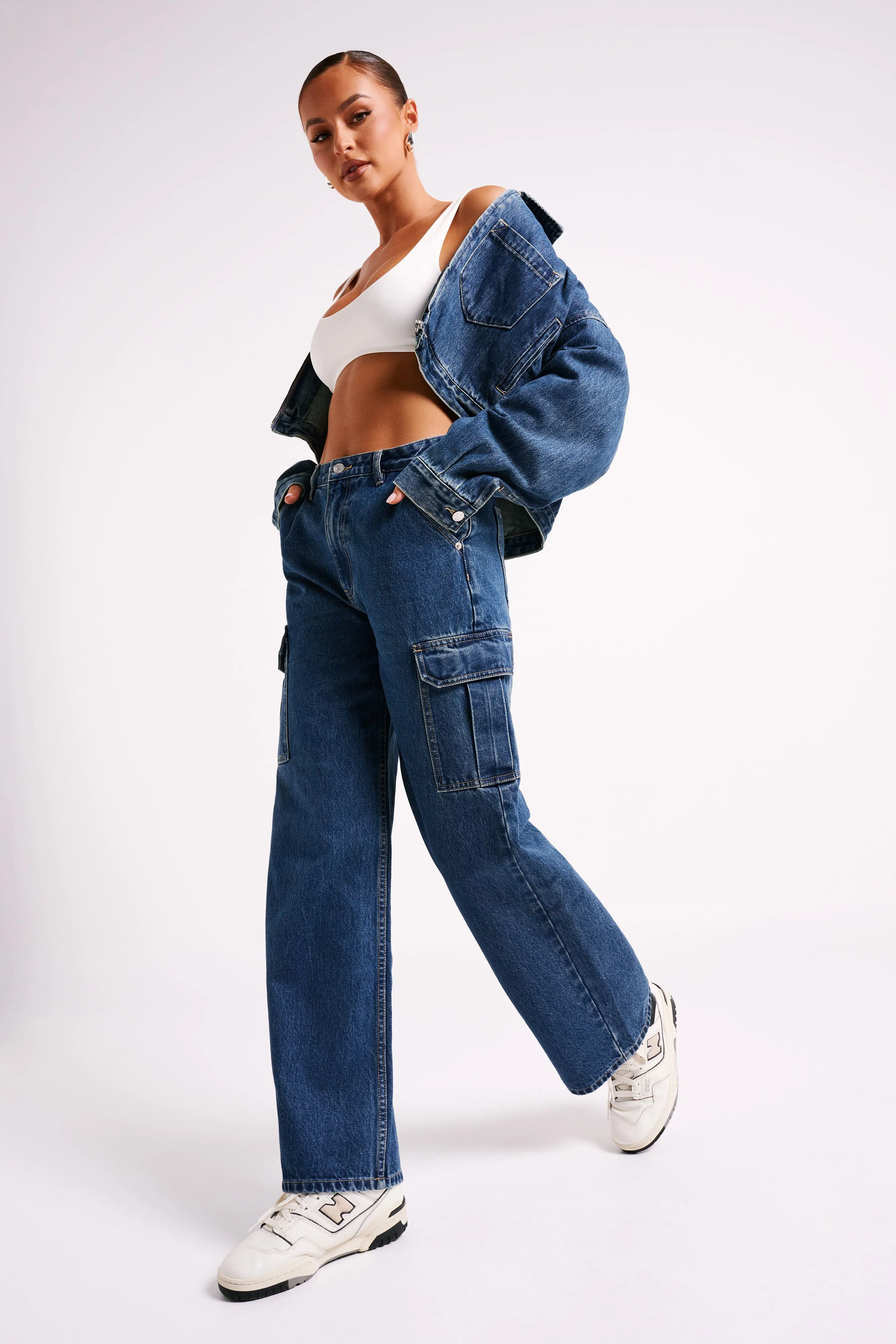 Jagger Mid Rise Oversized Denim Jean - Dark Blue