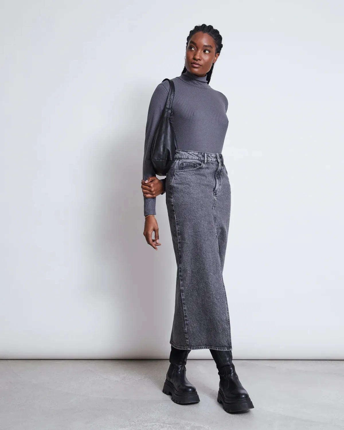 JAN 'N JUNE Mio longsleeve rib mid grey women