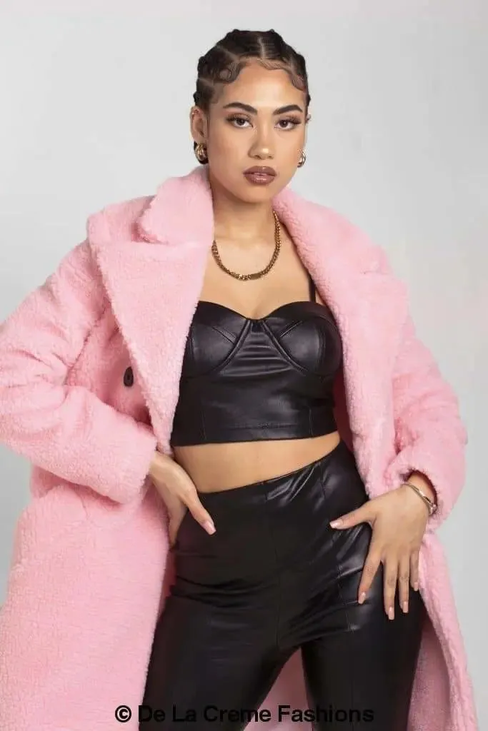 Janine Double Breasted Borg Teddy Coat