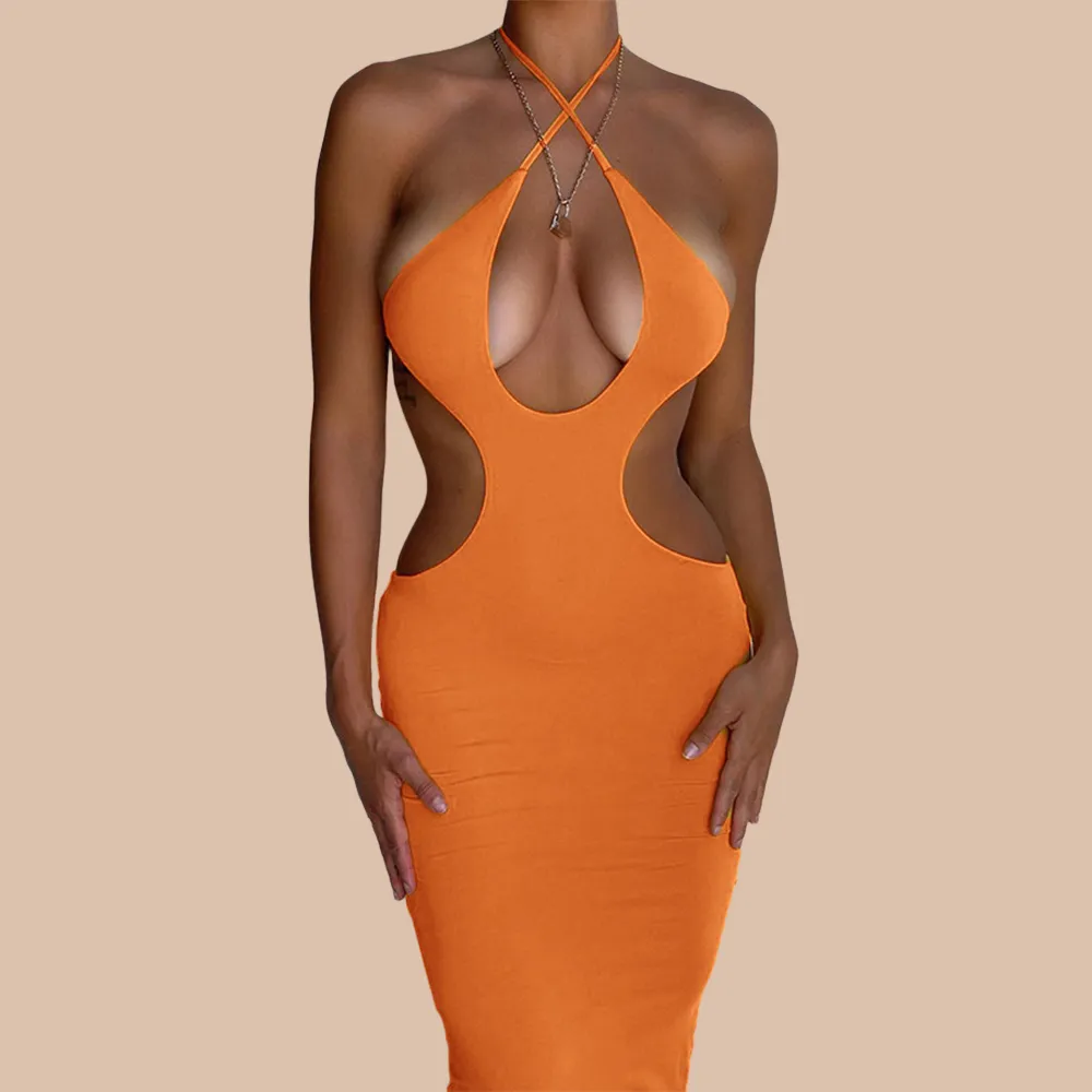 Kristina Cut Out Backless Spaghetti Strap Halter Dress