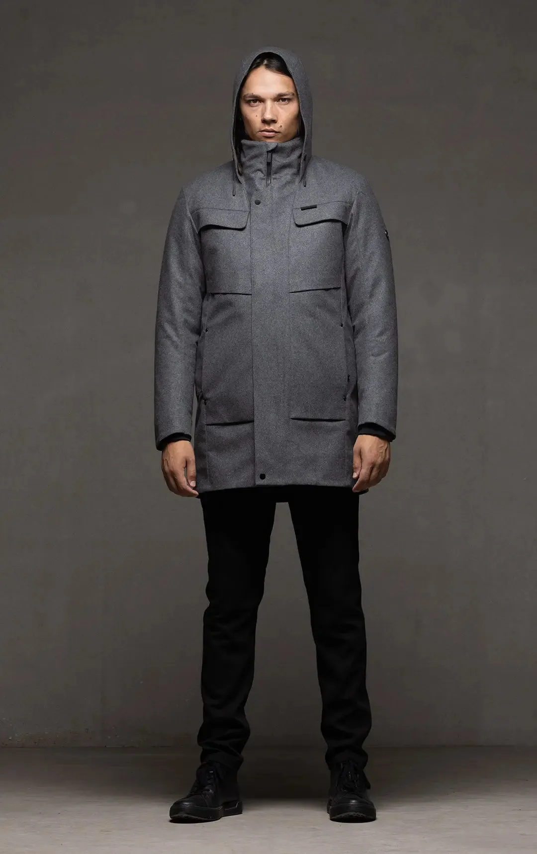 LAMINATED WOOL PARKA