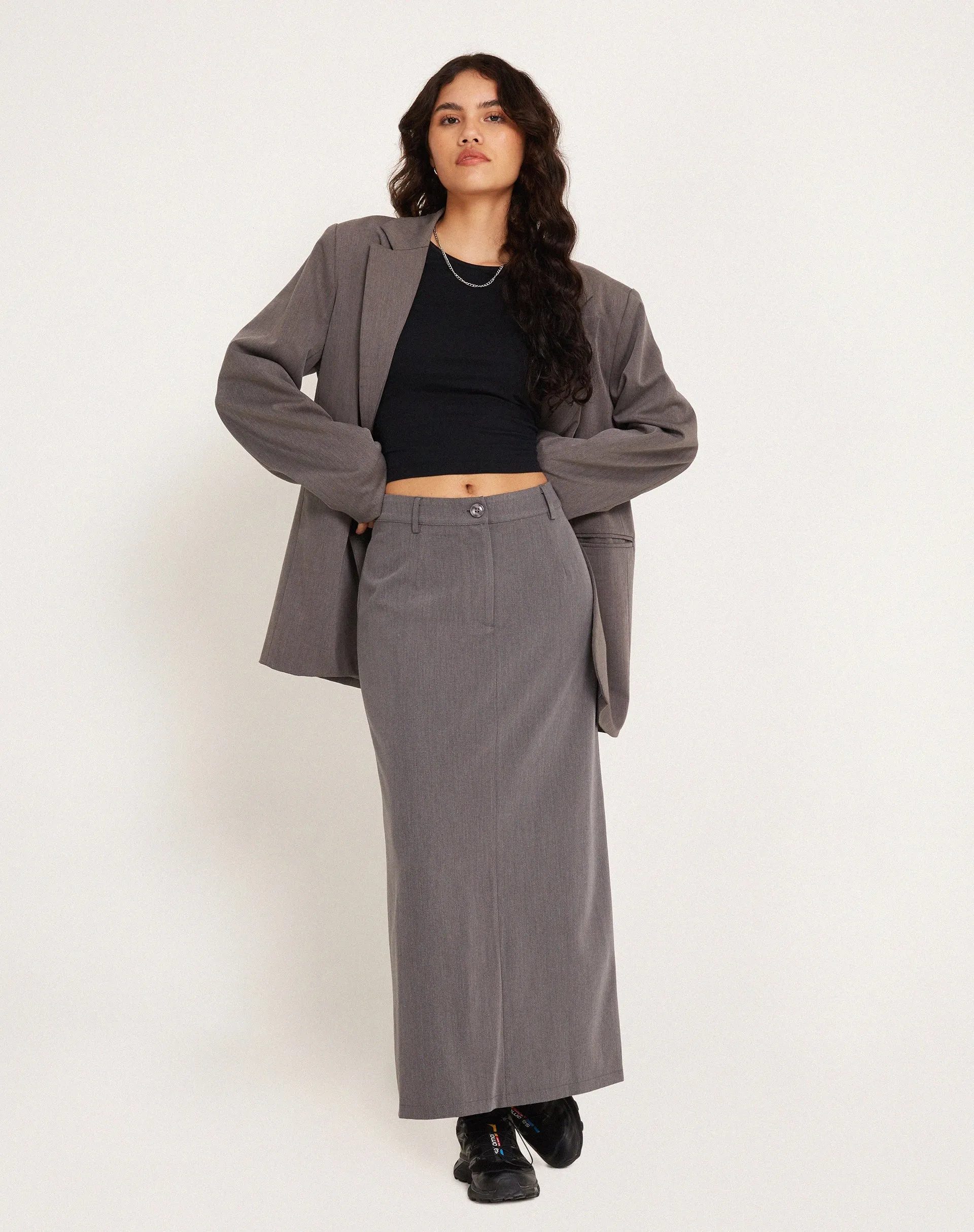 Lanula Midi Skirt in Tailoring Charcoal