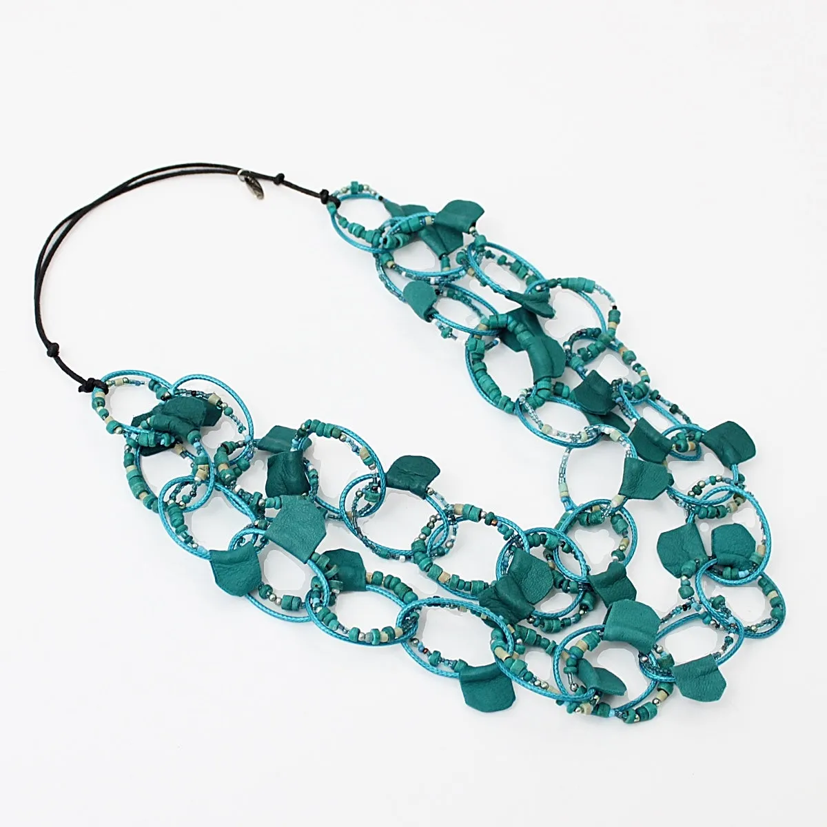 Leather Double Strand Gemma Necklace in Turquoise