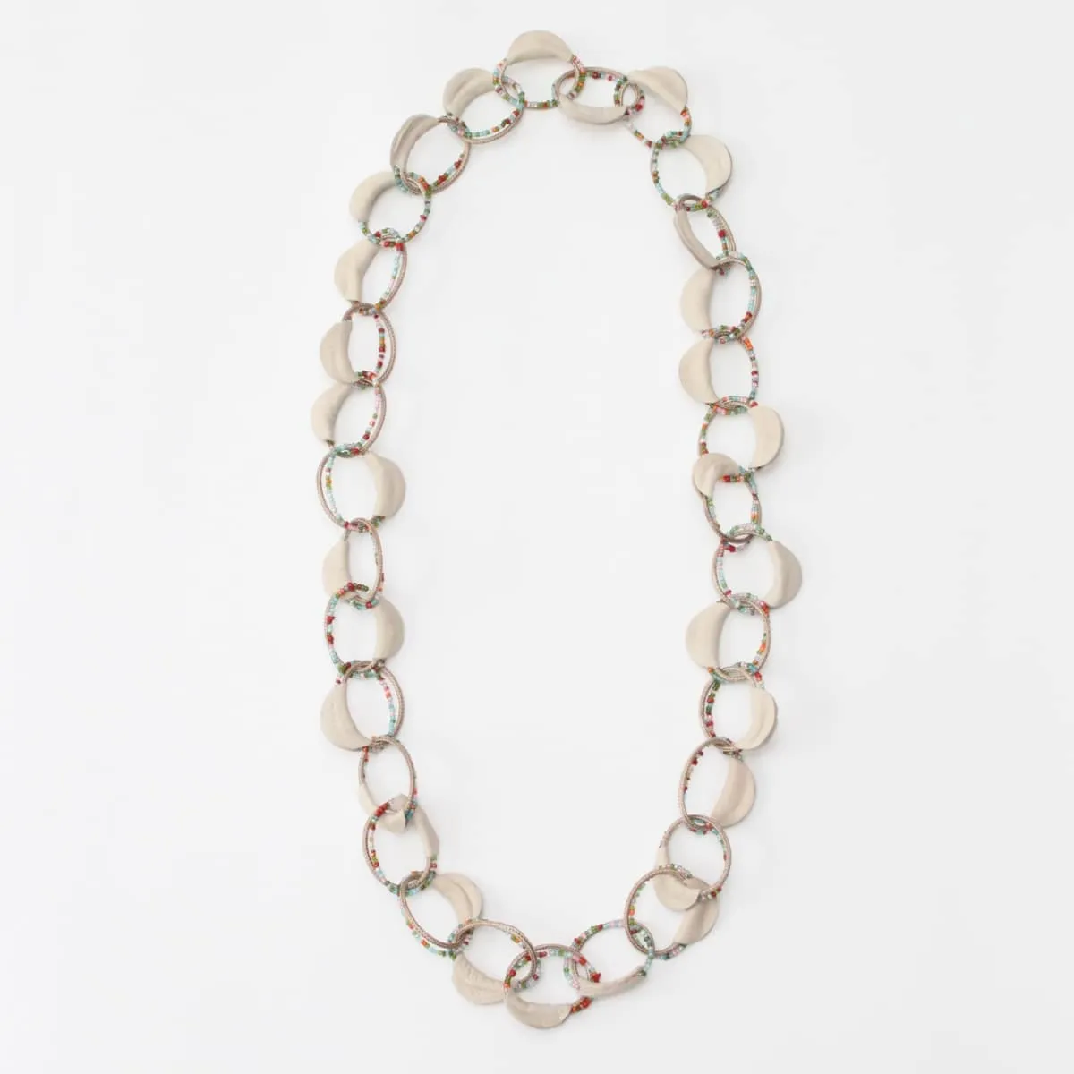 Leather Gemma Necklace in Multi Taupe