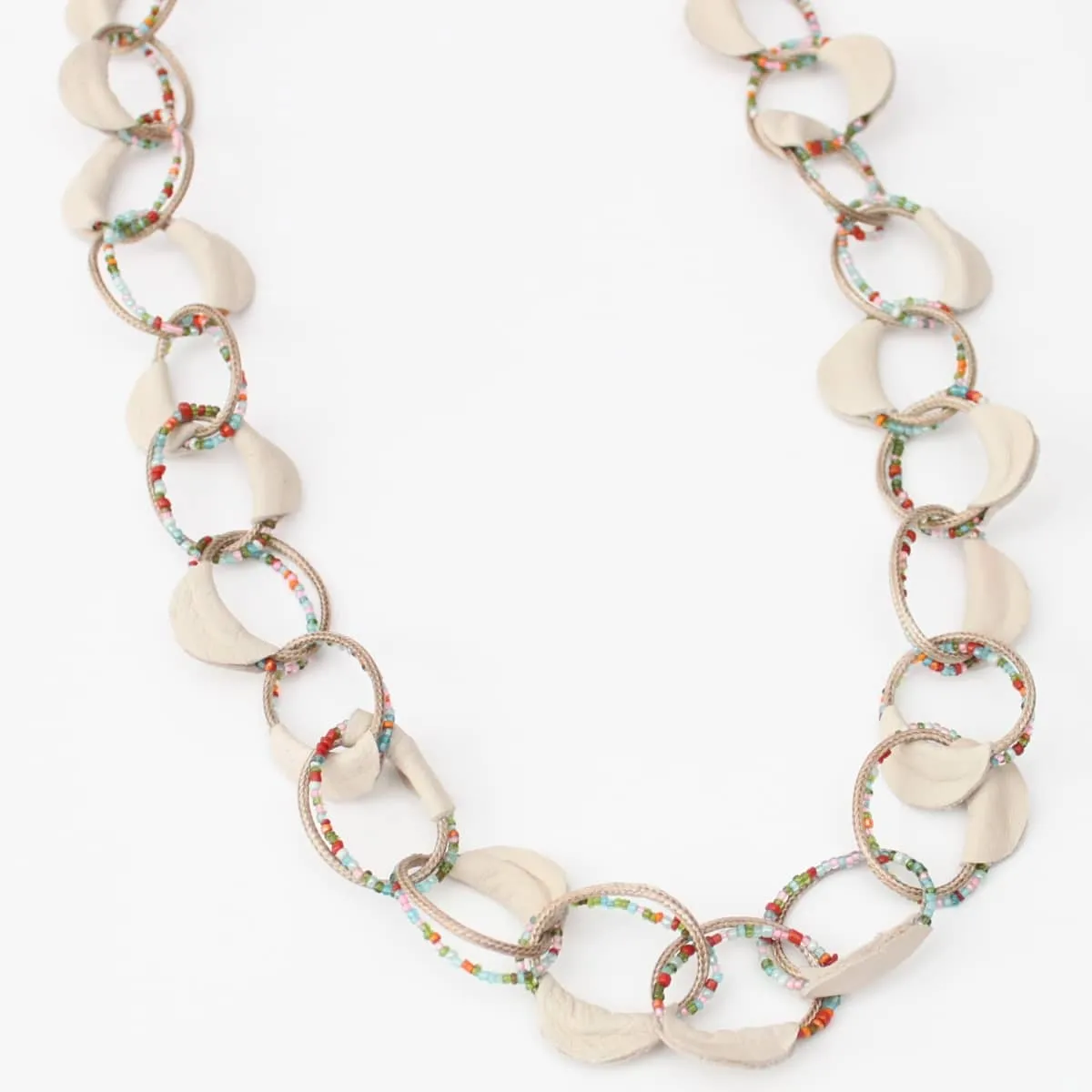 Leather Gemma Necklace in Multi Taupe