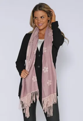 Light Purple Floral Knit Scarf