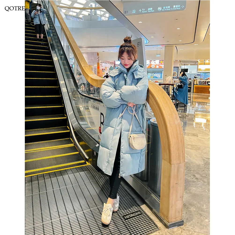 Loose Fit Calf-Length Puffer Coat