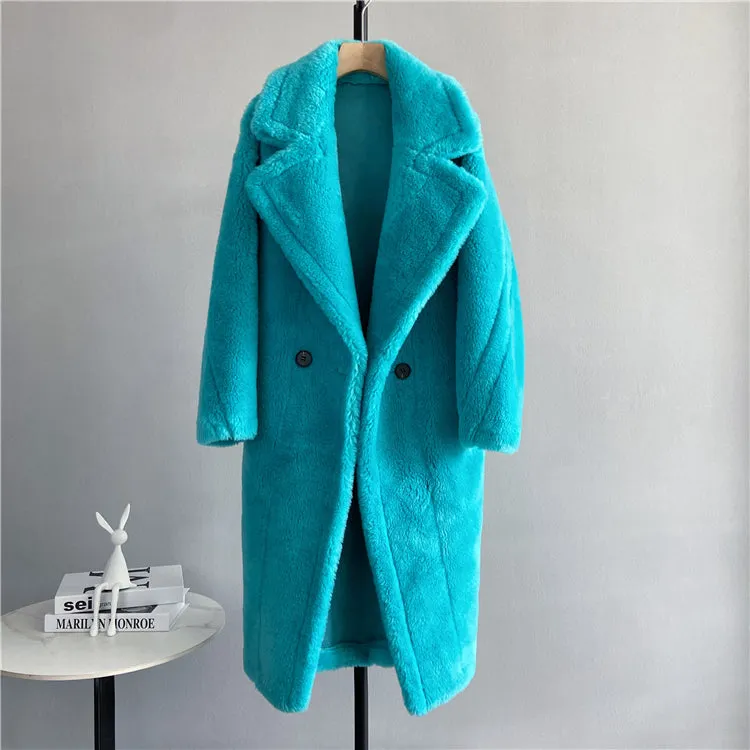 Luxury Teddy genuine wool sheepskin Luxury Coat - Stay Warm and Stylish in this Ethically Produced Fur Coat couple goals