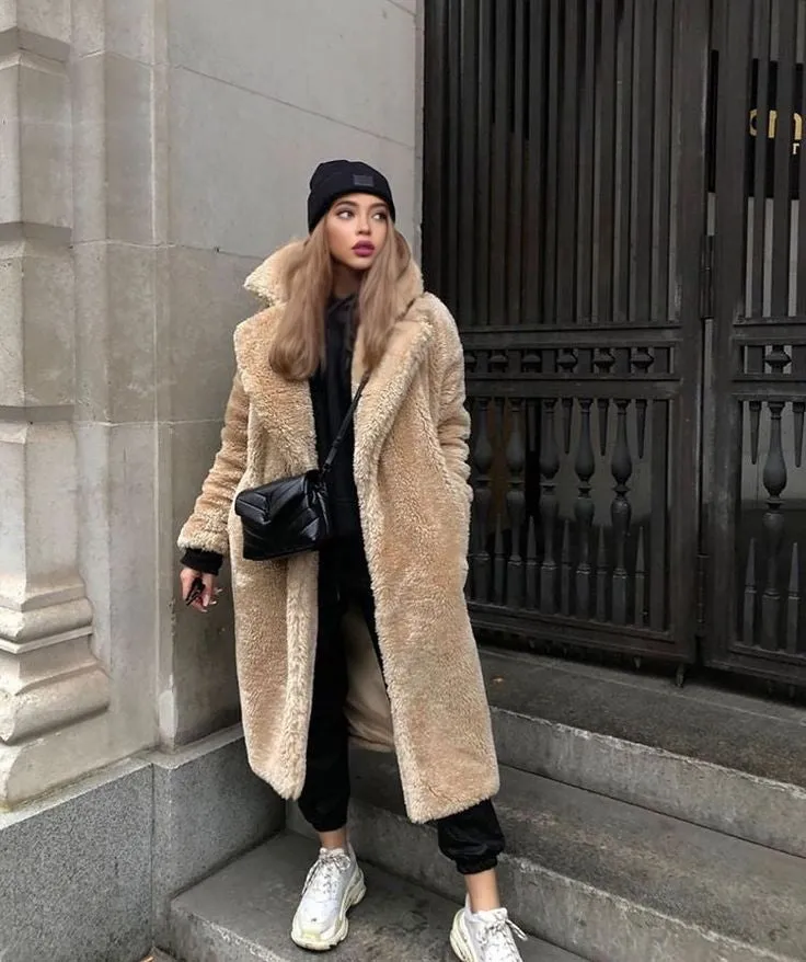 Luxury Teddy genuine wool sheepskin Luxury Coat - Stay Warm and Stylish in this Ethically Produced Fur Coat couple goals