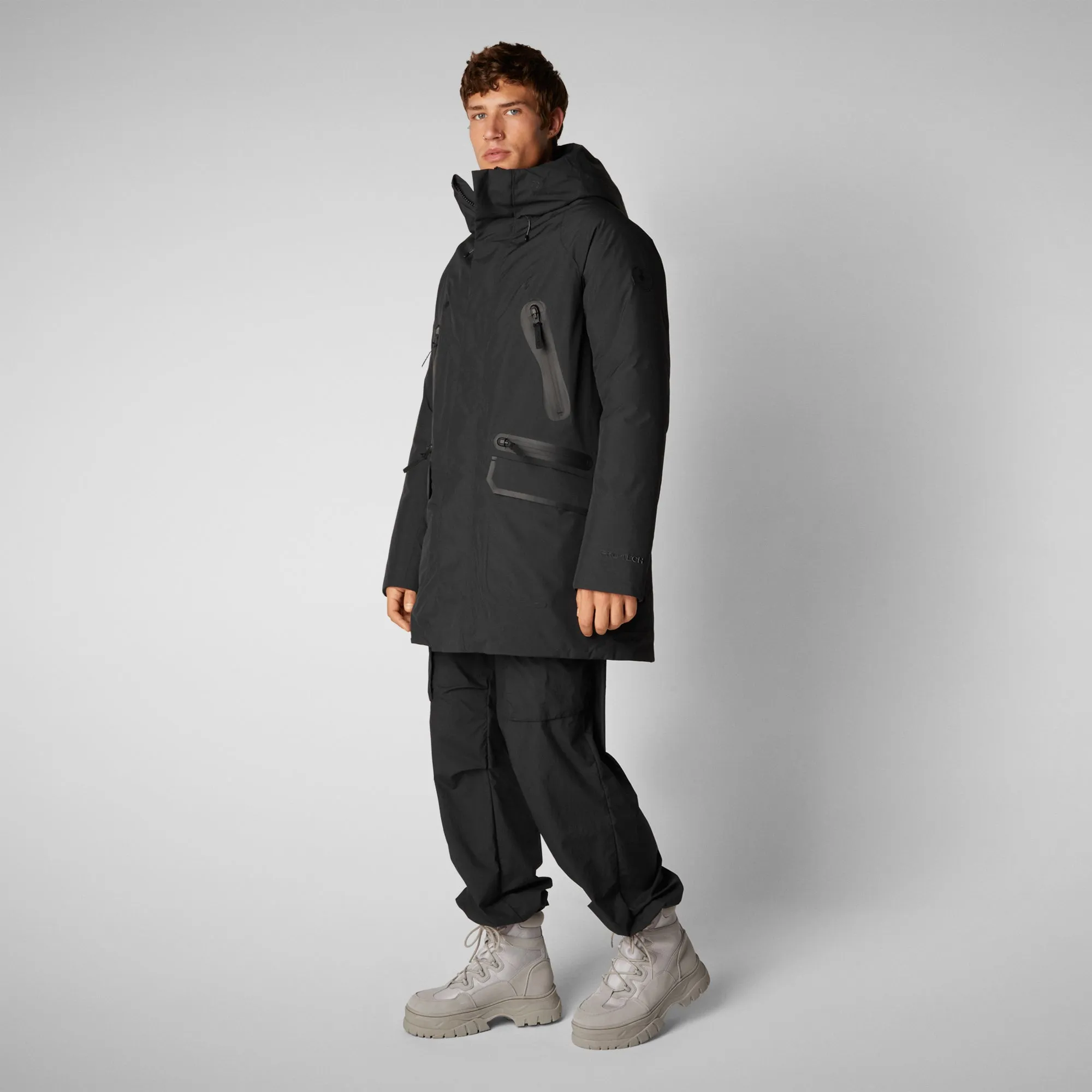 Man's hooded parka Harvey in black