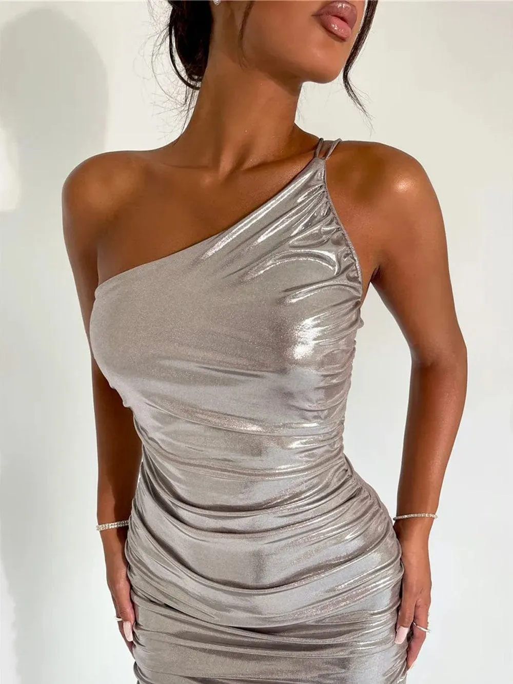 Margaret Backless One Shoulder Maxi Dress