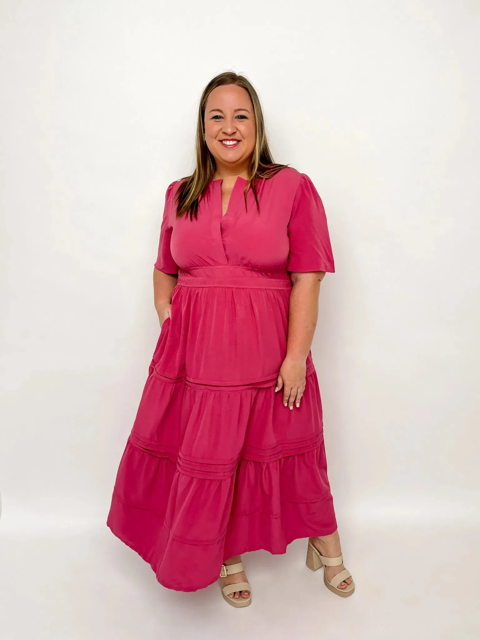 Mauve Pink Tiered Maxi Dress