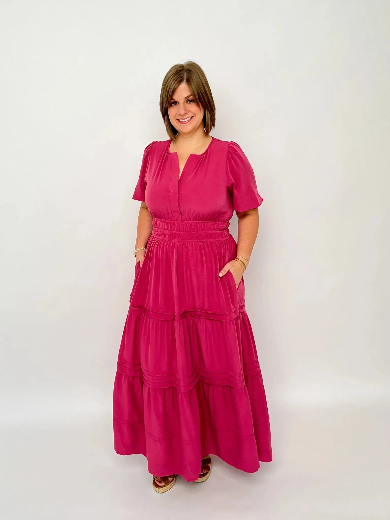 Mauve Pink Tiered Maxi Dress