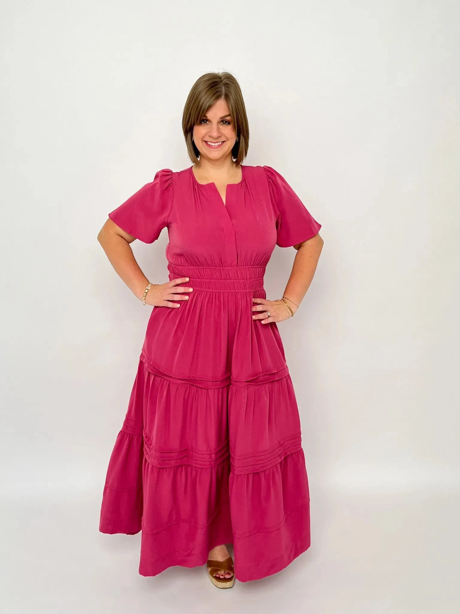 Mauve Pink Tiered Maxi Dress