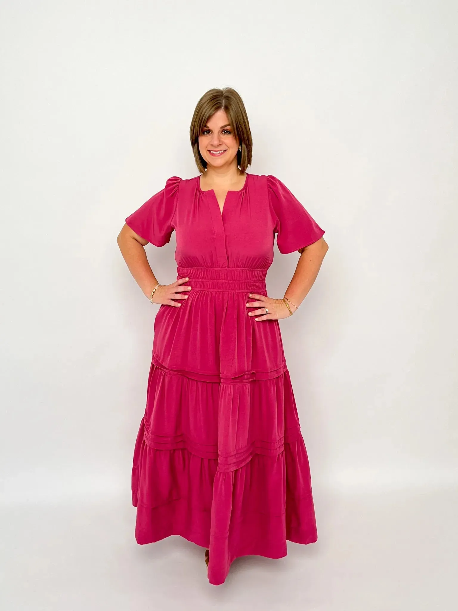 Mauve Pink Tiered Maxi Dress