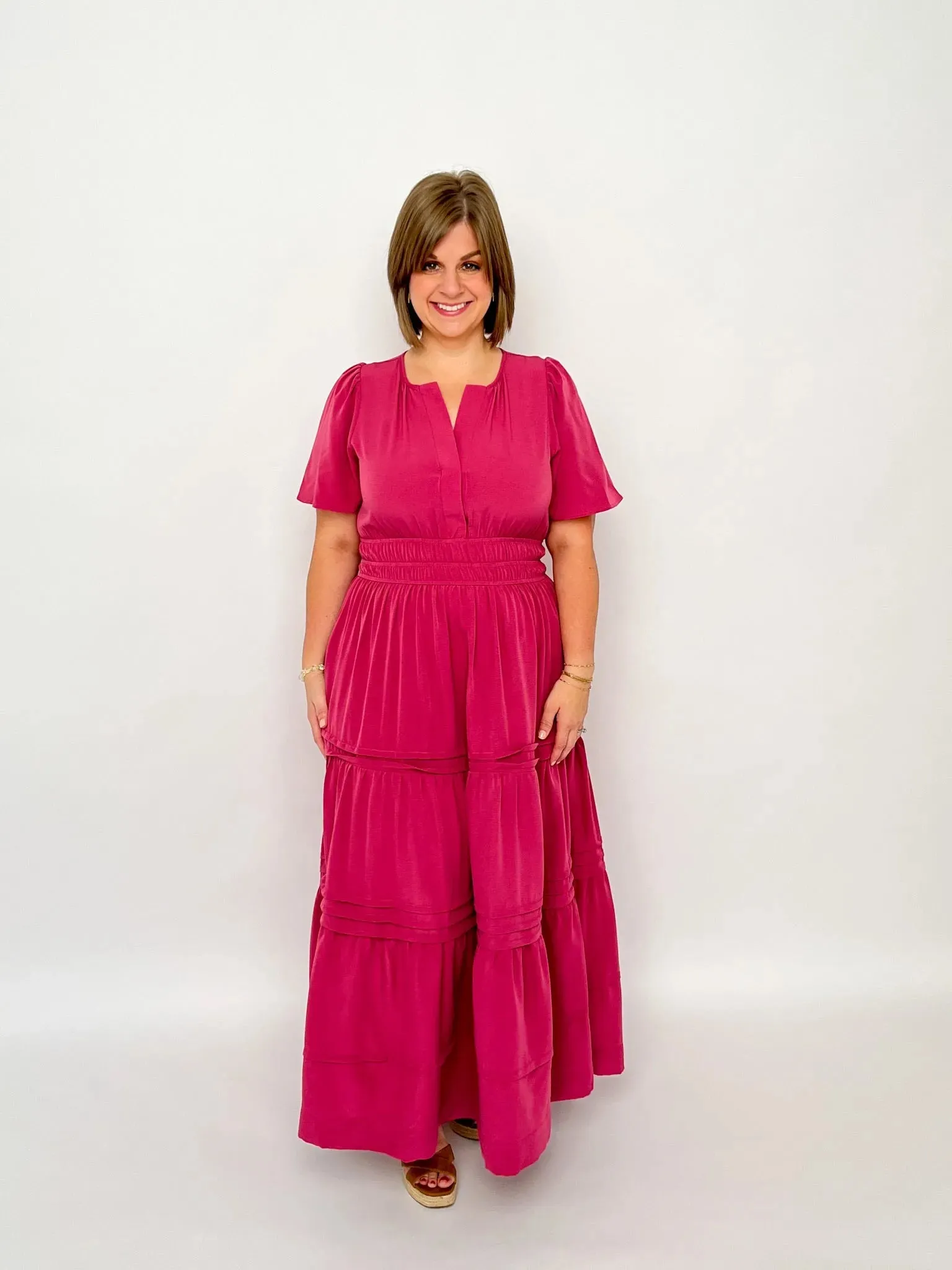 Mauve Pink Tiered Maxi Dress