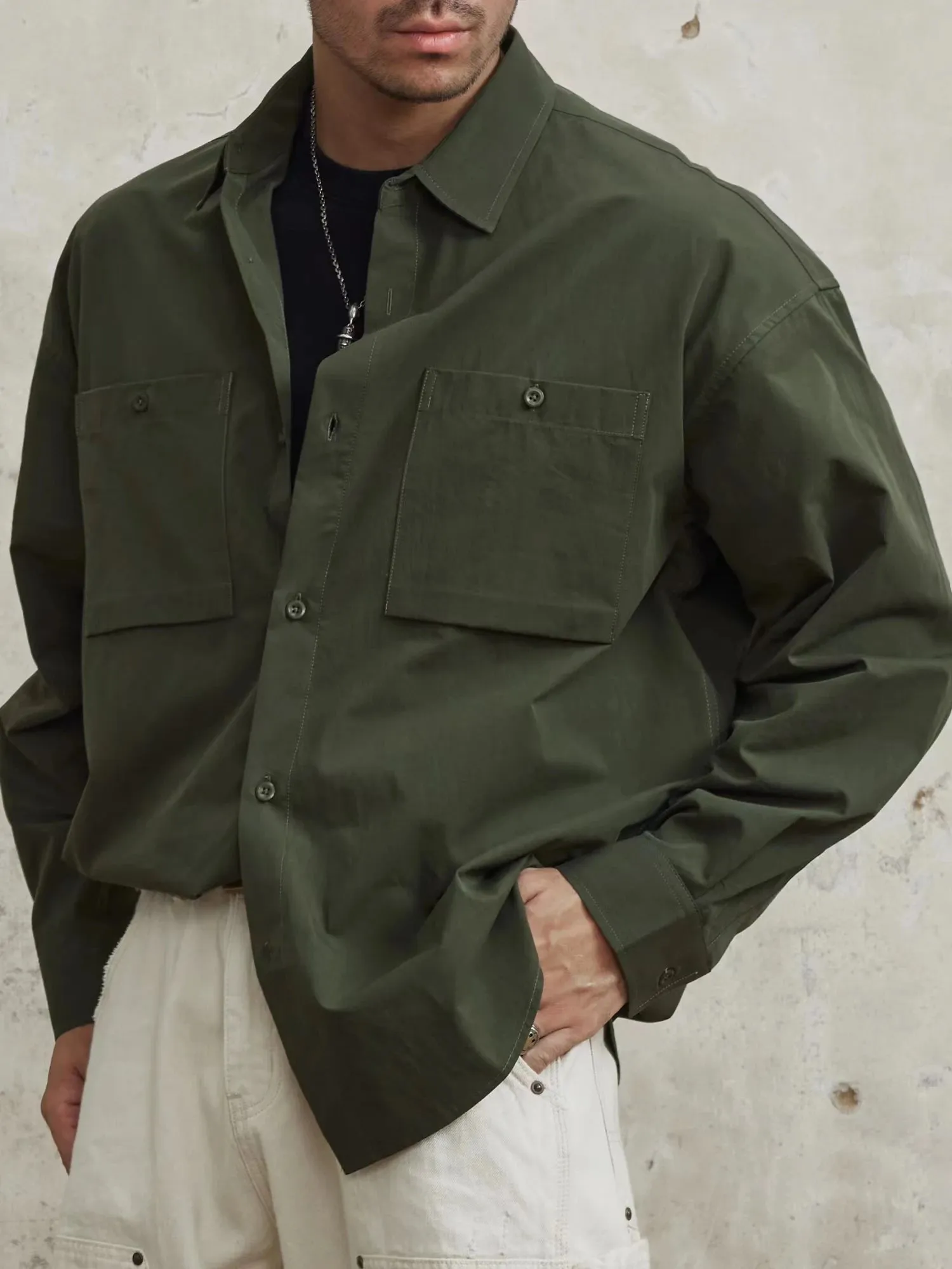 Men's Oversize Casual Style Jacket with Long Sleeves