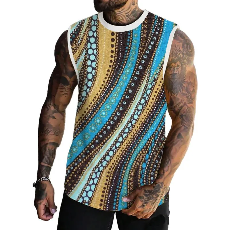 MEN'S SPRING/SUMMER PRINTED REGULAR FIT CREW NECK VEST 26579724YM