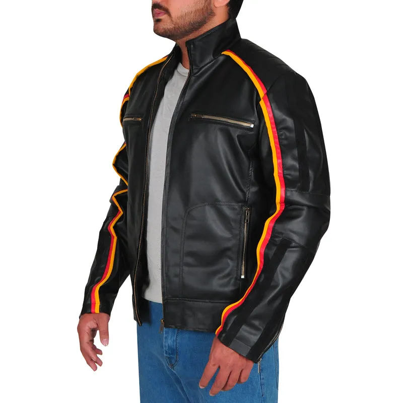 Mens Trendy Black Biker Leather Jacket