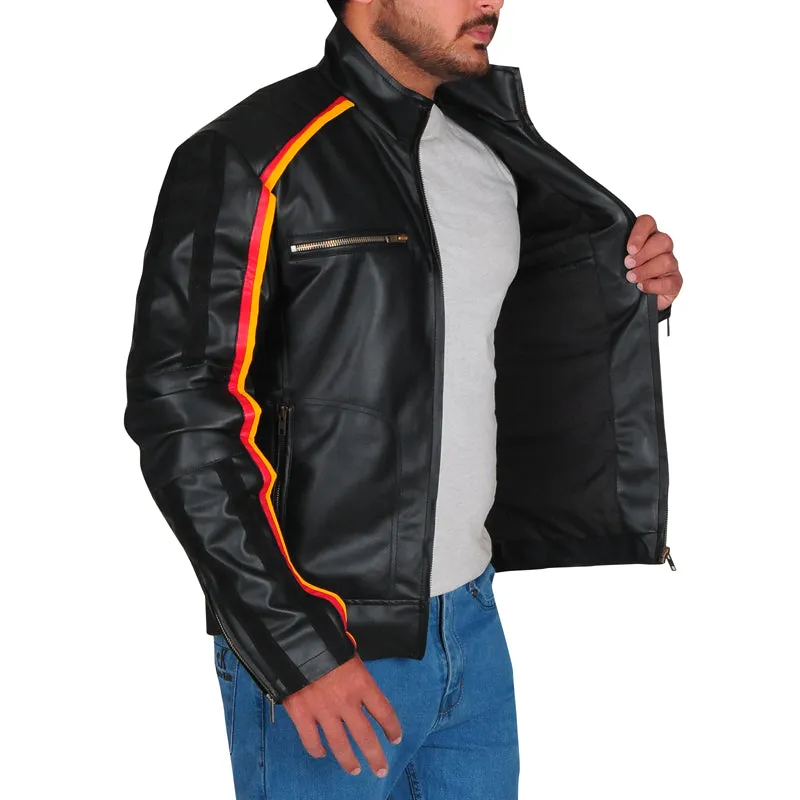 Mens Trendy Black Biker Leather Jacket