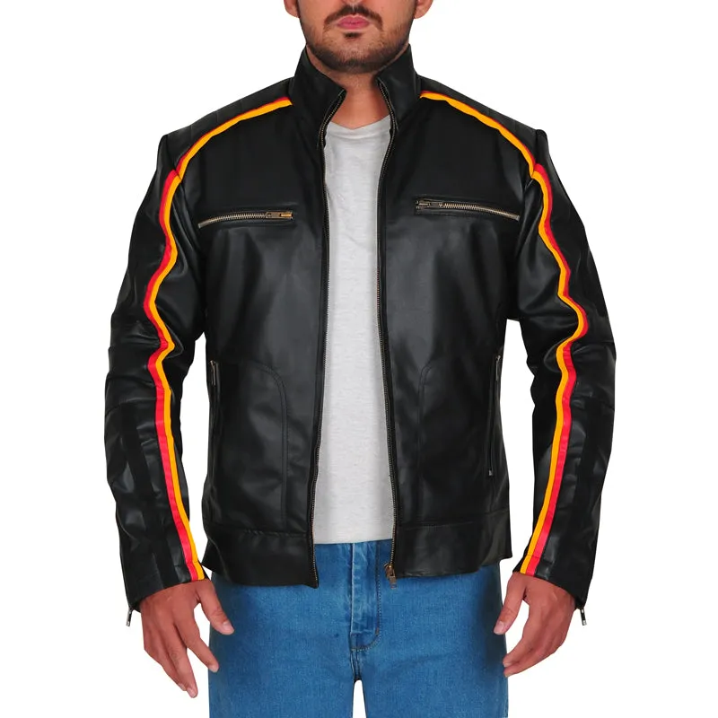 Mens Trendy Black Biker Leather Jacket