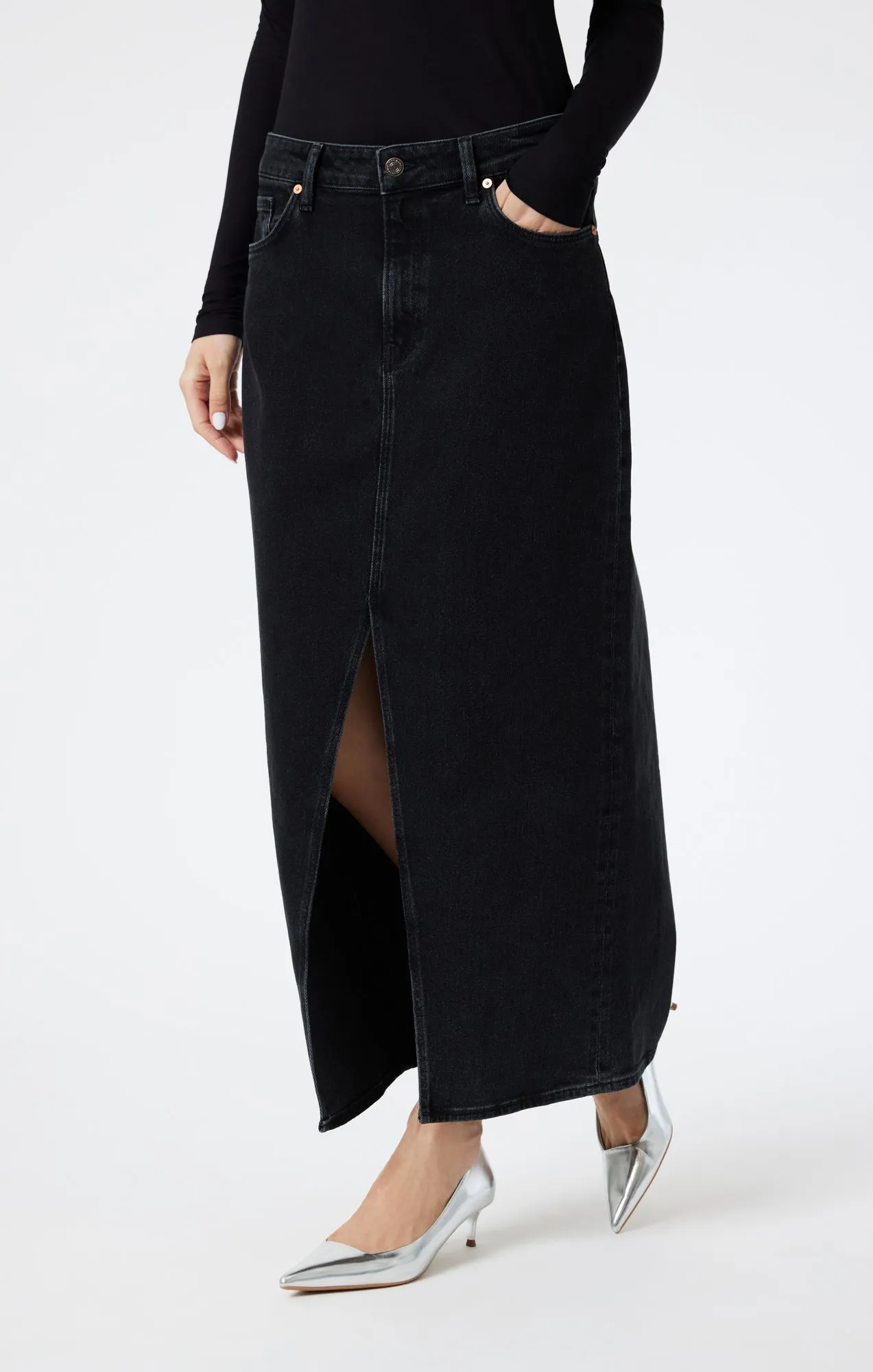 MILENA DENIM SKIRT IN DARK SMOKE DENIM